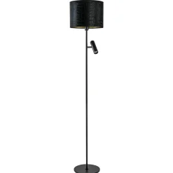 Trendy vloerlamp met kap zwart met goud