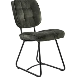 Velourse eetkamerstoel met zwarte poten