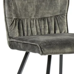 Velvet grijze eetkamerstoel met zwarte pootjes