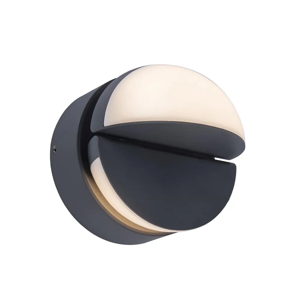 Verstelbare buitenlamp rond donker grijs inclusief LED