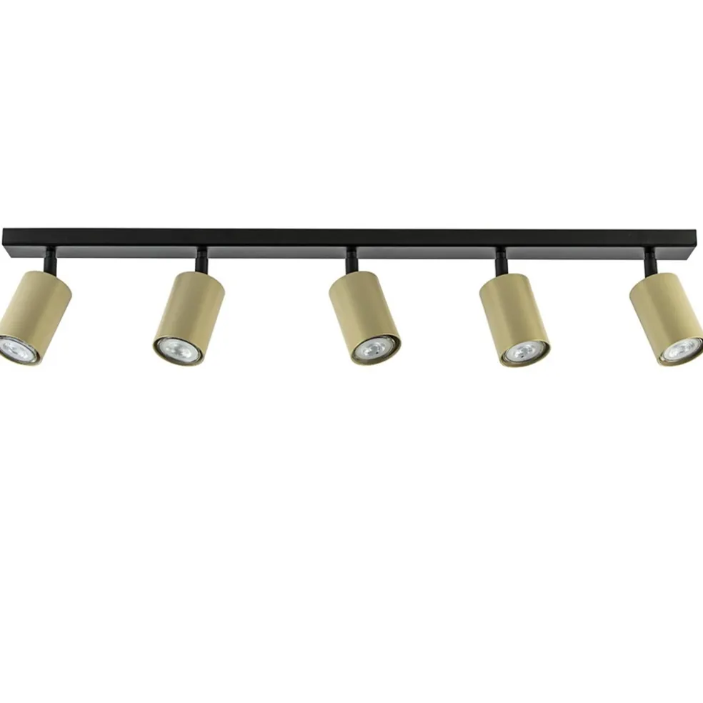 Verstelbare 5-lichts GU10 opbouwspot goud met zwart