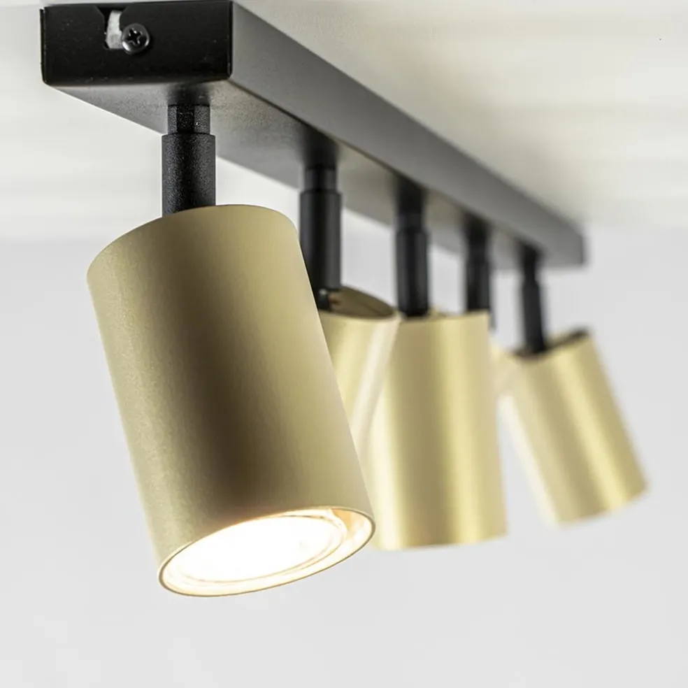 Verstelbare 5-lichts GU10 opbouwspot goud met zwart