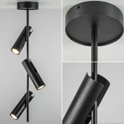 Verstelbare 3-lichts plafondspot zwart metaal