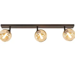Verstelbare 3-lichts plafondlamp met amber glas