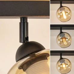 Verstelbare 3-lichts plafondlamp met amber glas