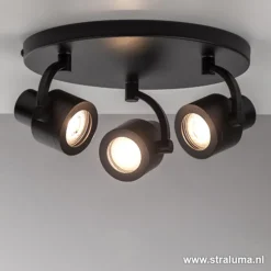 Verstelbare opbouwspot zwart 3-lichts