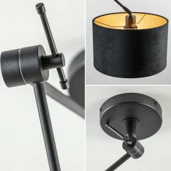 Verstelbare plafondlamp zwart met velourse kap