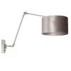 Verstelbare wandlamp staal met velourse kap zilver