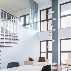 Videlamp / multipendel 9L zwart helder bolglas