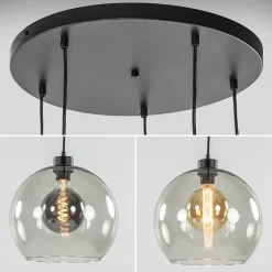 Videlamp zwart 5-lichts smoke glas