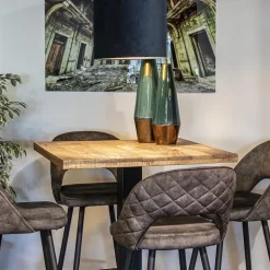 Vierkante bartafel mangohout 80x80 cm met zwarte poot