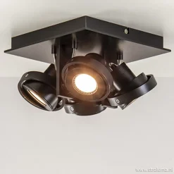 Vierkante LED plafondlamp 4-lichts zwart