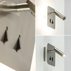 Vierkante LED wandlamp met verstelbare spot