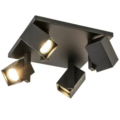 Vierkante opbouwspot 4L zwart verstelbaar