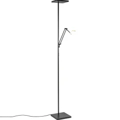 Vierkante uplighter zwart met verstelbare leesarm