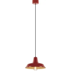 Vintage hanglamp rood met wit en zwart snoer
