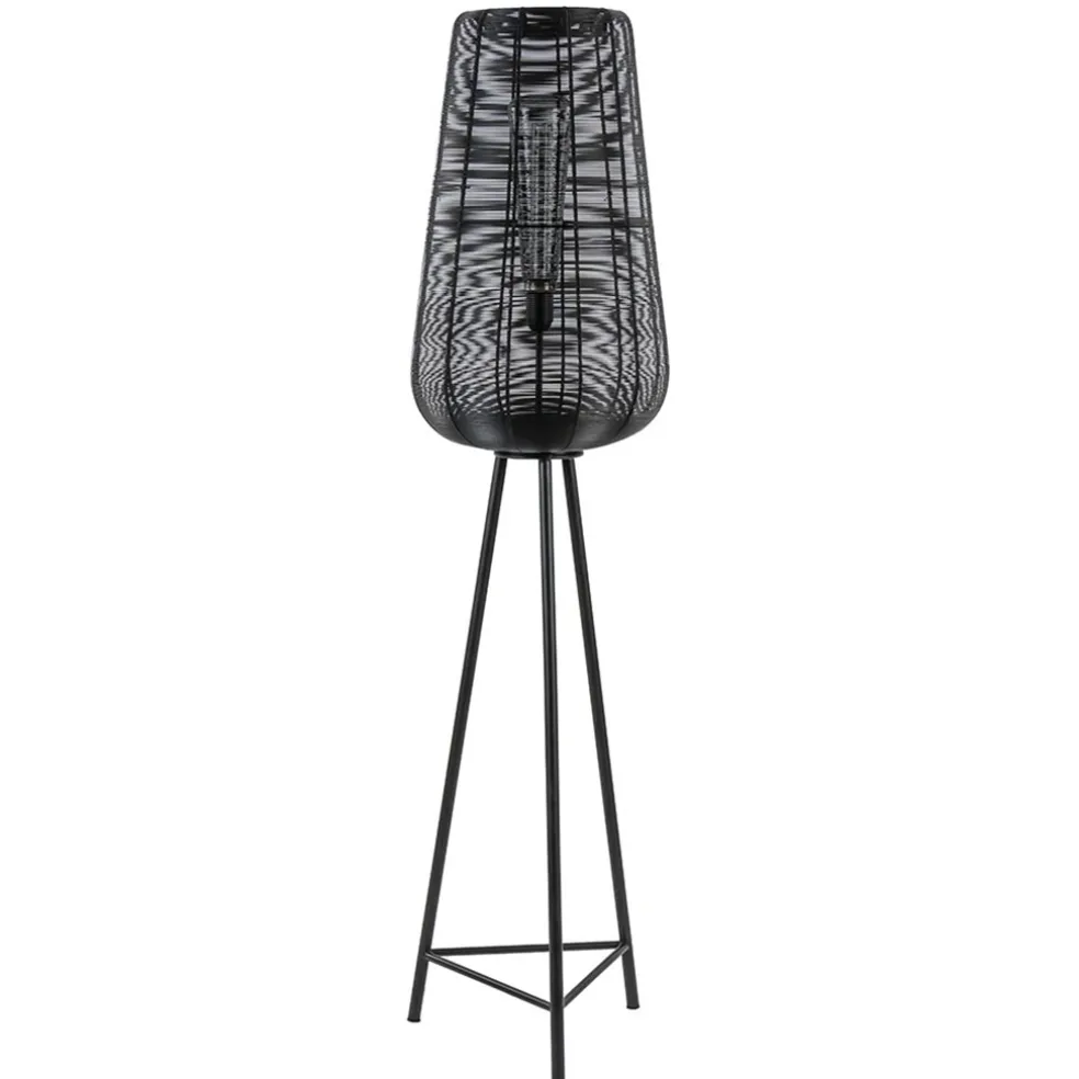 Vloerlamp Adeta driepoot draad zwart