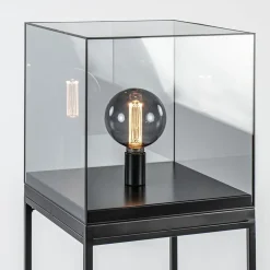Vloerlamp Askjer kubus zwart/smoke glas