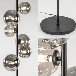 Vloerlamp Calcio 6l zwart + smoke glas