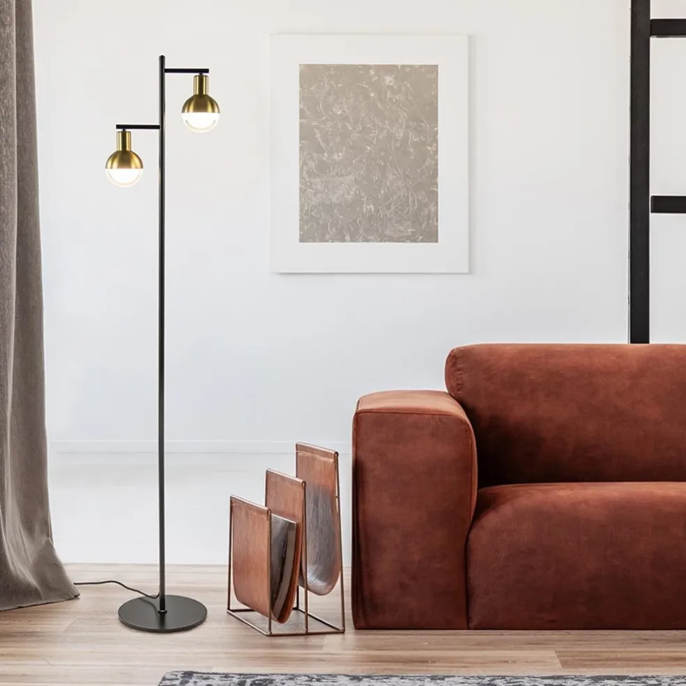 Vloerlamp Drop 2 zwart/matgoud