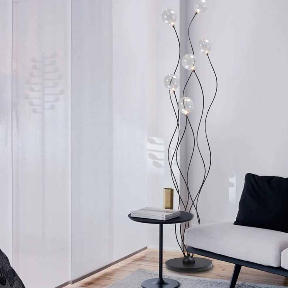 Vloerlamp Gio zwart + bolglas helder