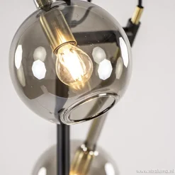 Vloerlamp Globe 2-L zwart/goud smokeglas
