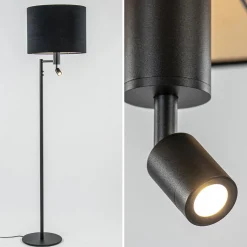 Vloerlamp Havana + leesspot zwart z/kap
