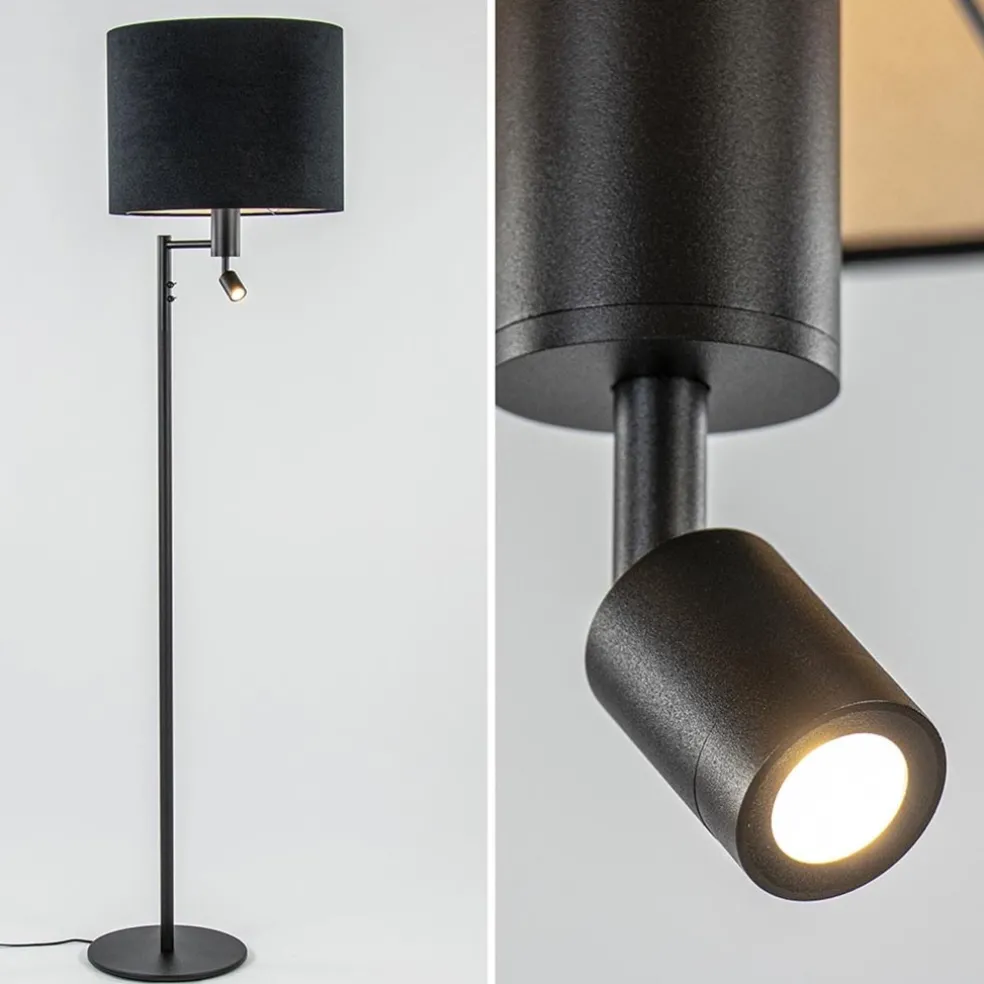 Vloerlamp Havana + leesspot zwart z/kap