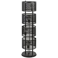 Vloerlamp 4L cilinder gaas zwart