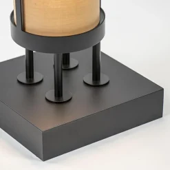 Vloerlamp 4L zwart + cilinder kappen bruin