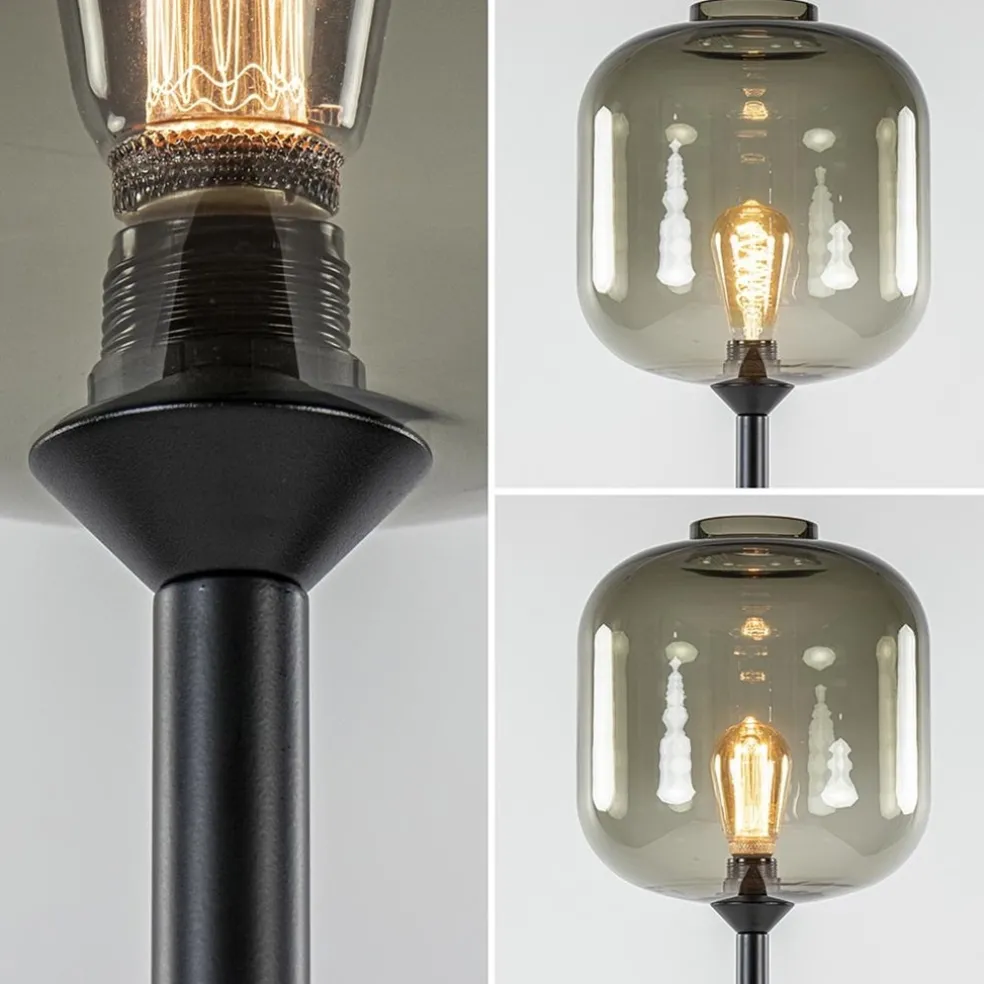 Vloerlamp Lett zwart/smoke glas