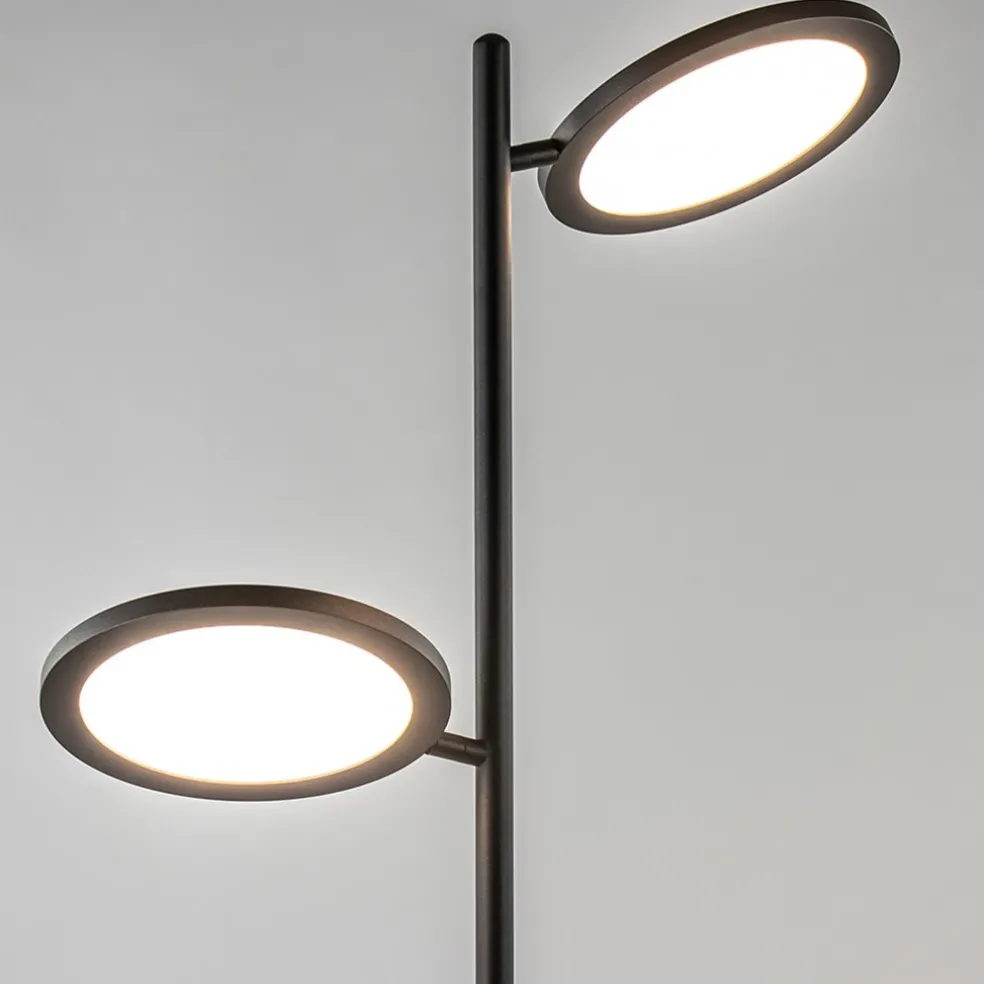 Vloerlamp 2-lichts zwart inclusief 3-standen dimbaar LED