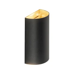 Wandlamp Hera afgerond zwart/matgoud 2xgu10