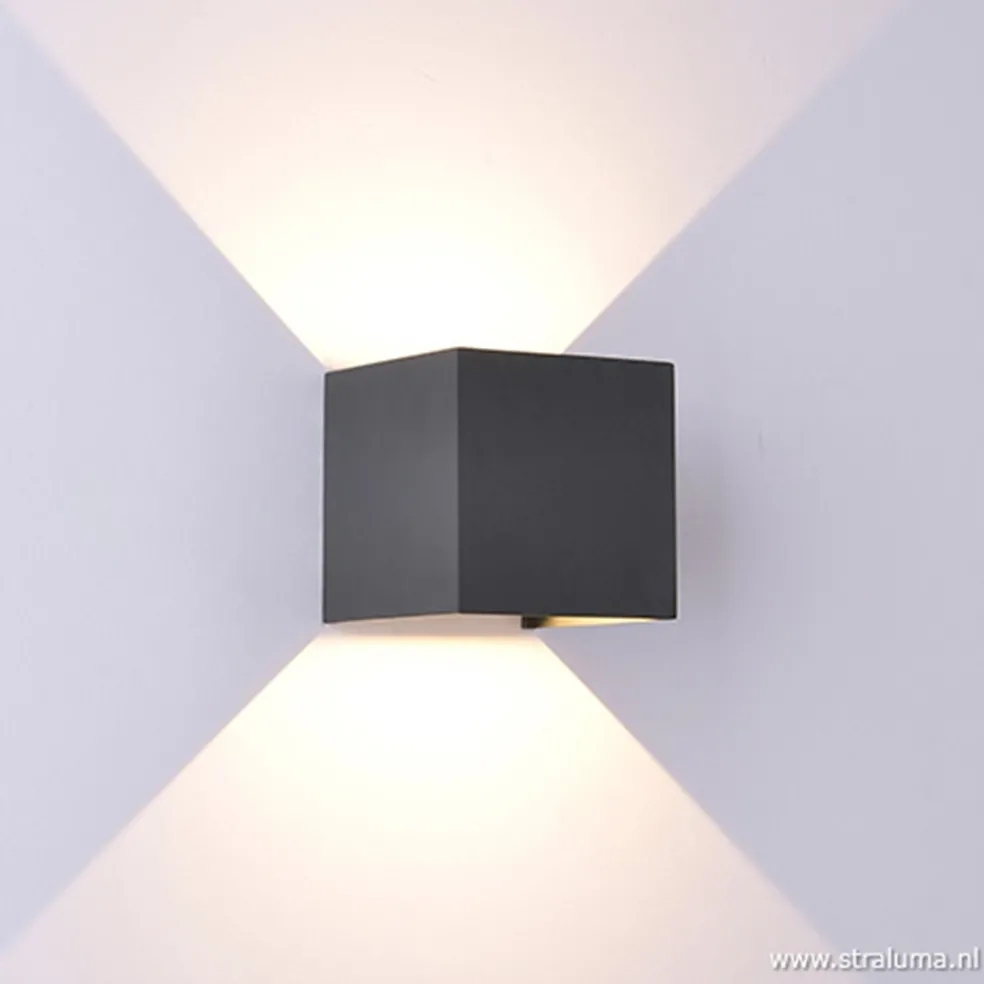 Wandlamp kubus buiten antraciet IP54