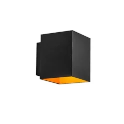 Wandlamp kubus zwart/goud