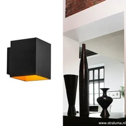 Wandlamp kubus zwart/goud