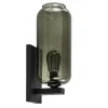 Wandlamp Lett zwart + smoke glas