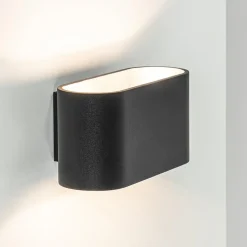 Wandlamp ovaal zwart/zilver g9