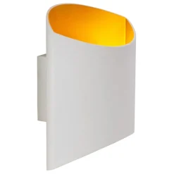 Wandlamp up+down wit met goud G9