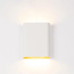 Wandlamp wit/goud ovaal dimbaar