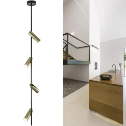 Zwart met gouden plafondspot 4-lichts groot