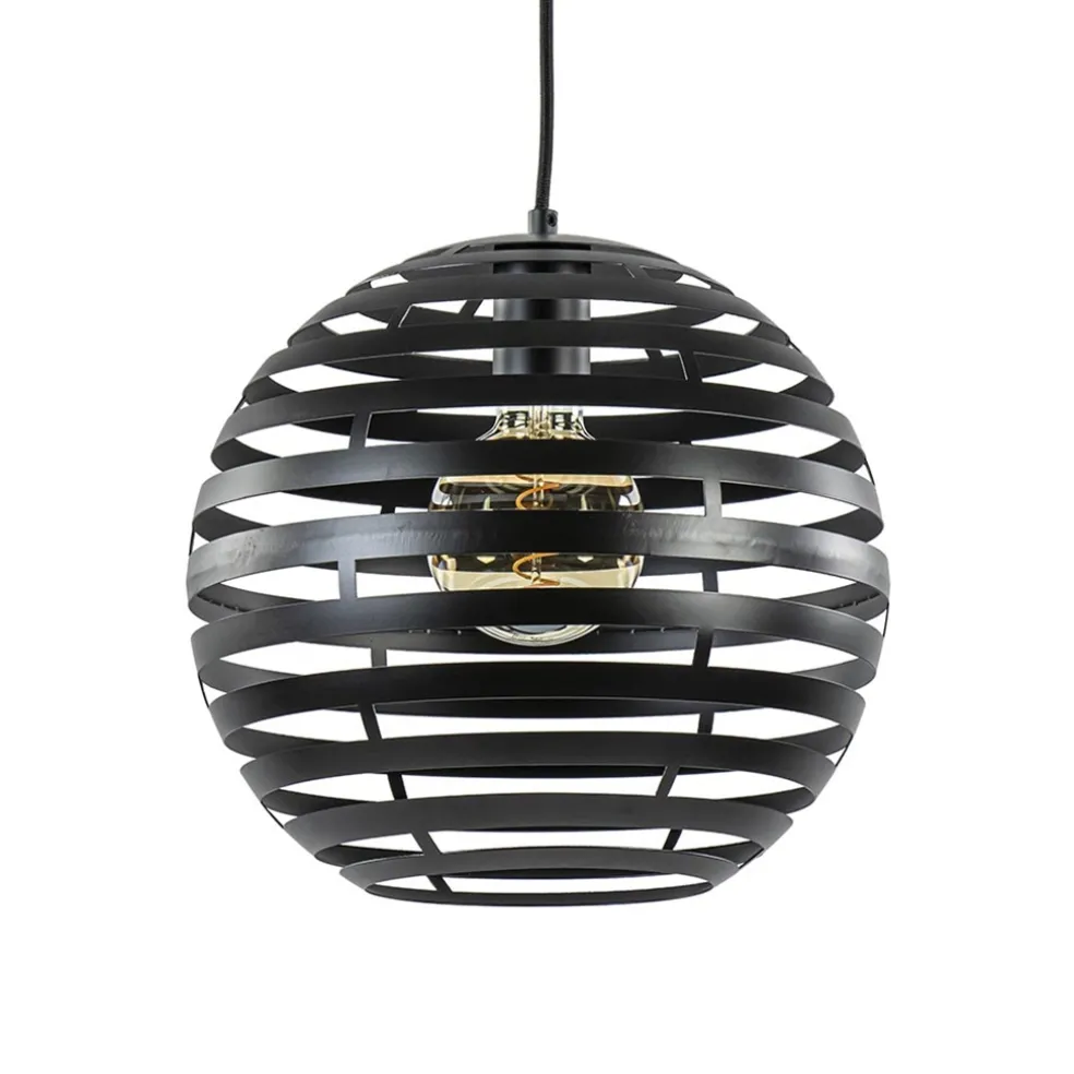 Zwart metalen hanglamp bol 30 cm