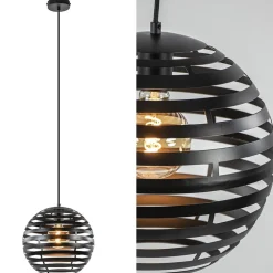 Zwart metalen hanglamp bol 30 cm