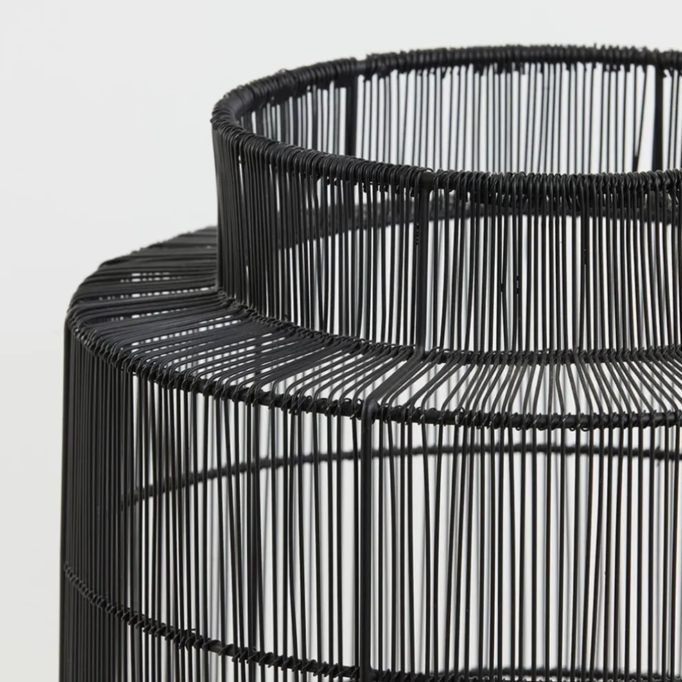 Zwarte draad tafellamp met brons