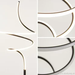 Zwarte krul vloerlamp LED dimbaar