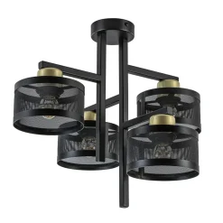 Zwarte 4-lichts plafondlamp met ronde kappen