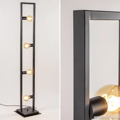 Zwarte metalen vloerlamp open frame