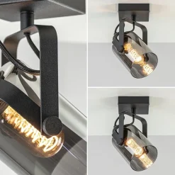 Zwarte plafond/wandlamp met titanium glas