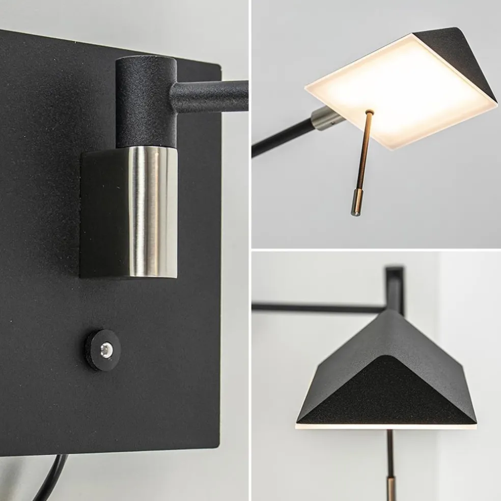 Zwarte wandlamp inclusief dimbaar LED en verstelbare arm