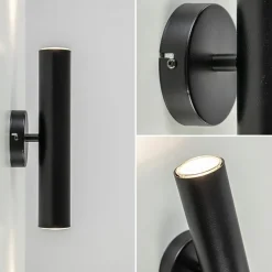 Zwarte wandlamp up+down cilinder GU10